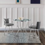 3-Piece Counter Height Dining Set in Brushed Stainless Steel