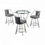 4-Piece Counter Height Dining Set in Brushed Stainless Steel