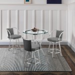 4-Piece Counter Height Dining Set in Brushed Stainless Steel