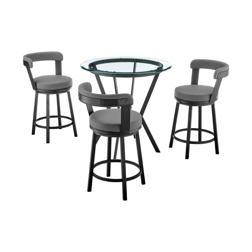 Naomi and Bryant 4-Piece Counter Height Dining Set in Black Metal