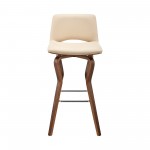 Gerty 30" Swivel Cream Faux Leather and Walnut Wood Bar Stool