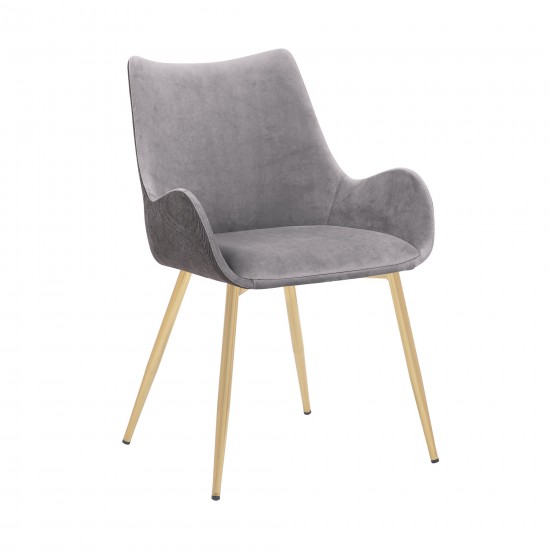 Avery Two Tone Grey Fabric Dining Room Chair with Gold Legs