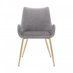 Avery Two Tone Grey Fabric Dining Room Chair with Gold Legs