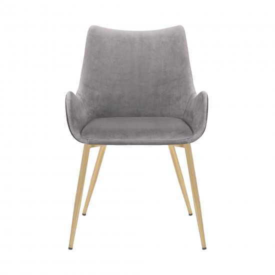 Avery Two Tone Grey Fabric Dining Room Chair with Gold Legs