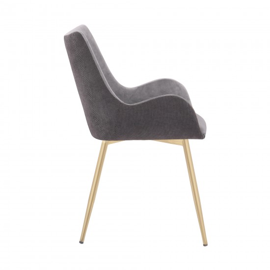 Avery Two Tone Grey Fabric Dining Room Chair with Gold Legs