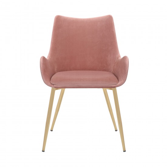 Avery Pink Fabric Dining Room Chair with Gold Legs