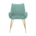 Avery Teal Fabric Dining Room Chair with Gold Legs