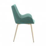 Avery Teal Fabric Dining Room Chair with Gold Legs