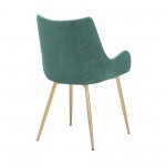 Avery Teal Fabric Dining Room Chair with Gold Legs