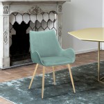 Avery Teal Fabric Dining Room Chair with Gold Legs