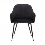 Pixie Black and Dark Grey Fabric Dining Room Chair with Black Metal Legs