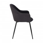 Pixie Black and Dark Grey Fabric Dining Room Chair with Black Metal Legs