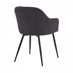 Pixie Black and Dark Grey Fabric Dining Room Chair with Black Metal Legs