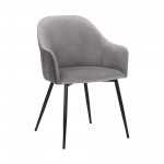Pixie Dark Grey and Black Fabric Dining Room Chair with Black Metal Legs