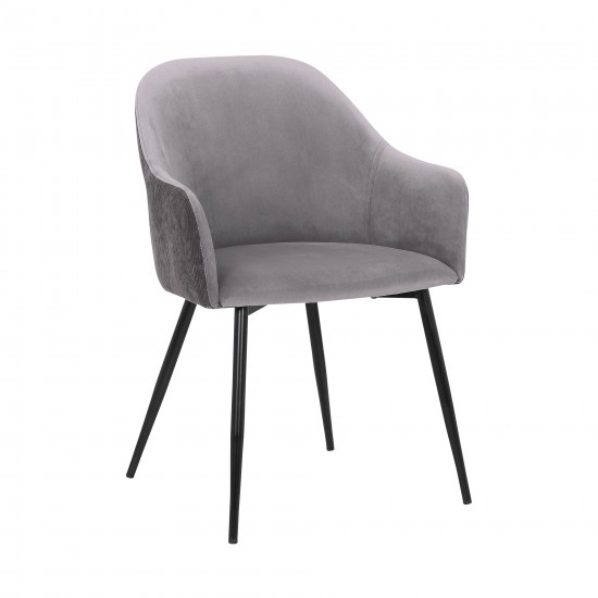 Pixie Dark Grey and Black Fabric Dining Room Chair with Black Metal Legs