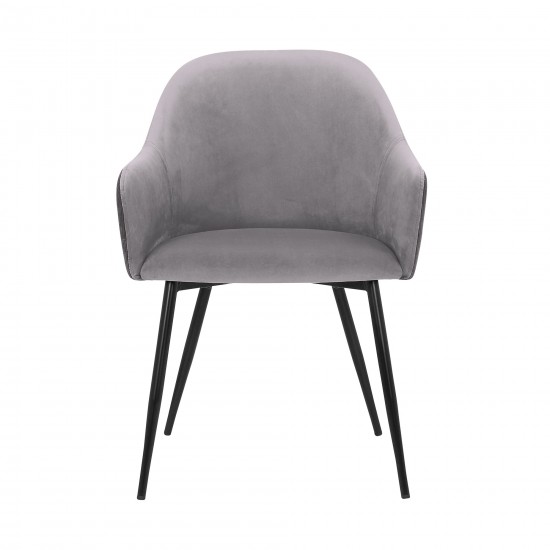 Pixie Dark Grey and Black Fabric Dining Room Chair with Black Metal Legs