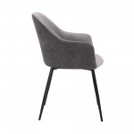 Pixie Dark Grey and Black Fabric Dining Room Chair with Black Metal Legs