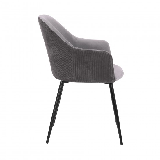 Pixie Dark Grey and Black Fabric Dining Room Chair with Black Metal Legs