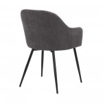 Pixie Dark Grey and Black Fabric Dining Room Chair with Black Metal Legs