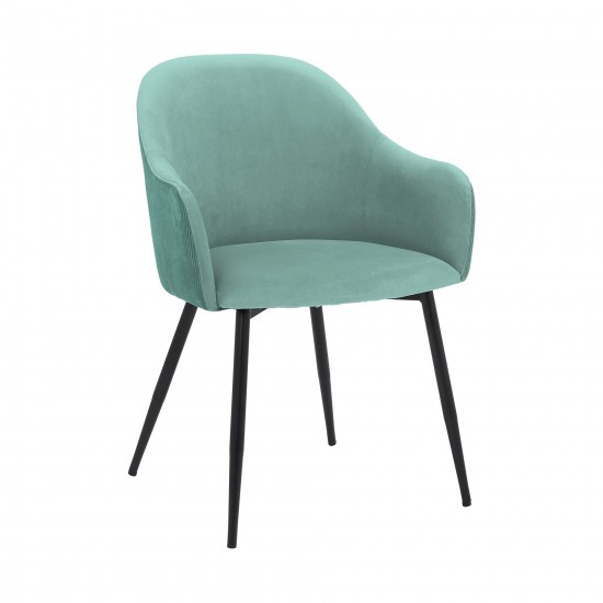 Pixie Two Tone Teal Fabric Dining Room Chair with Black Metal Legs