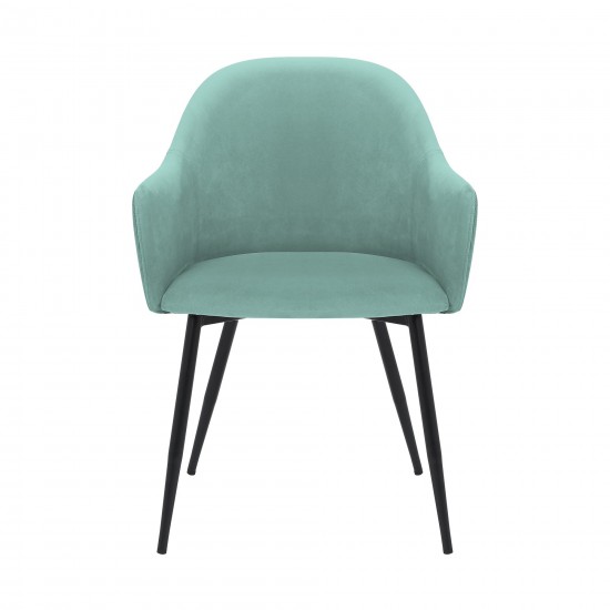 Pixie Two Tone Teal Fabric Dining Room Chair with Black Metal Legs