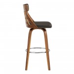 Crux 26" Swivel Counter Stool in Brown Faux Leather and Walnut Wood