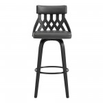 Crux 26" Swivel Counter Stool in Gray Faux Leather and Black Wood