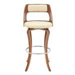 Grady 25" Swivel Cream Faux Leather and Walnut Wood Bar Stool