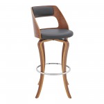 Grady 29" Swivel Gray Faux Leather and Walnut Wood Bar Stool