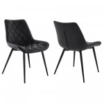 Loralie Black Faux Leather and Black Metal Dining Chairs - Set of 2