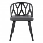 Nia Gray Faux Leather and Black Wood Dining Chairs - Set of 2