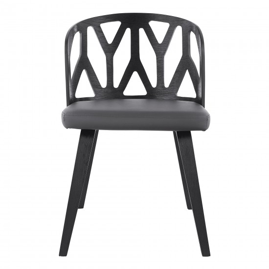 Nia Gray Faux Leather and Black Wood Dining Chairs - Set of 2