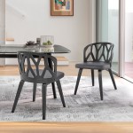 Nia Gray Faux Leather and Black Wood Dining Chairs - Set of 2