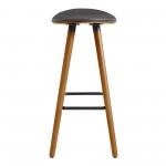 Piper 26" Counter Height Backless Bar Stool in Gray Faux Leather and Walnut Wood