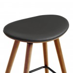 Piper 26" Counter Height Backless Bar Stool in Gray Faux Leather and Walnut Wood