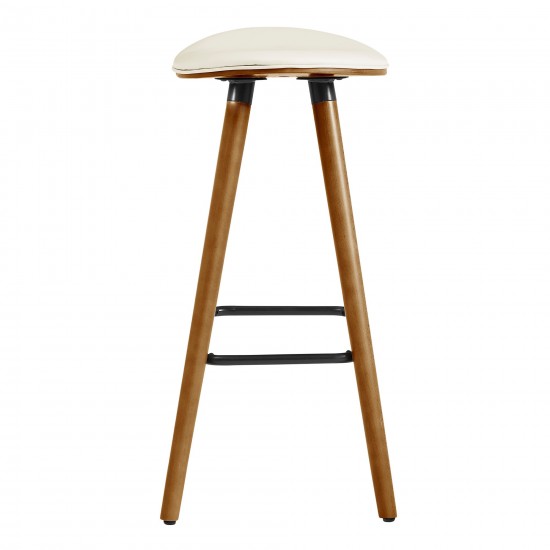 Piper 26" Counter Height Backless Bar Stool in Cream Faux Leather