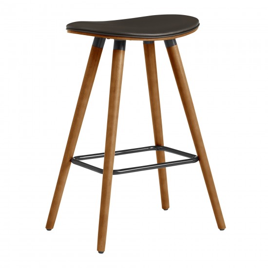 Piper 26" Counter Height Backless Bar Stool in Brown Faux Leather