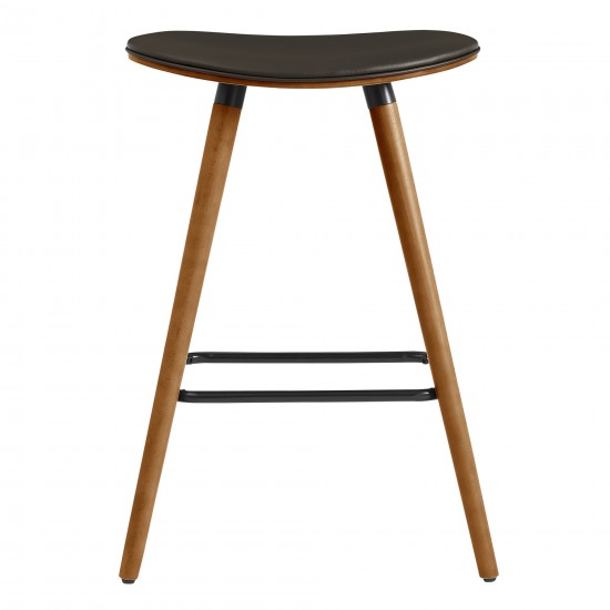 Piper 26" Counter Height Backless Bar Stool in Brown Faux Leather