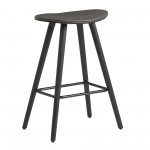 Piper 26" Counter Height Backless Bar Stool in Gray Faux Leather and Black Wood