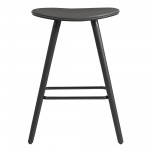 Piper 26" Counter Height Backless Bar Stool in Gray Faux Leather and Black Wood