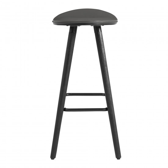 Piper 26" Counter Height Backless Bar Stool in Gray Faux Leather and Black Wood