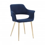 Gigi Blue Velvet Dining Room Chair with Gold Metal Legs - Set of 2