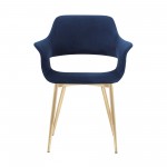 Gigi Blue Velvet Dining Room Chair with Gold Metal Legs - Set of 2