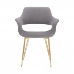 Gigi Grey Velvet Dining Room Chair with Gold Metal Legs - Set of 2