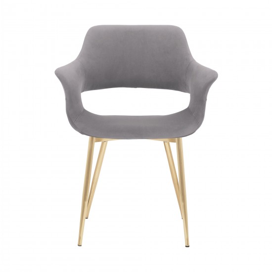 Gigi Grey Velvet Dining Room Chair with Gold Metal Legs - Set of 2