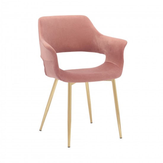 Gigi Pink Velvet Dining Room Chair with Gold Metal Legs - Set of 2