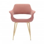 Gigi Pink Velvet Dining Room Chair with Gold Metal Legs - Set of 2