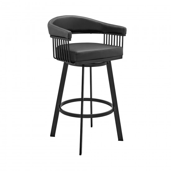 Bronson 25" Counter Height Swivel Bar Stool in Black Faux Leather
