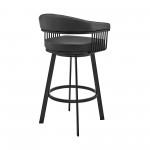 Bronson 25" Counter Height Swivel Bar Stool in Black Faux Leather