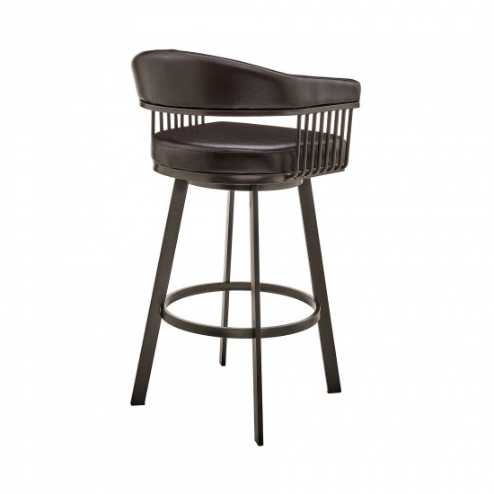 Bronson 25" Counter Height Swivel Bar Stool in Java Brown Finish